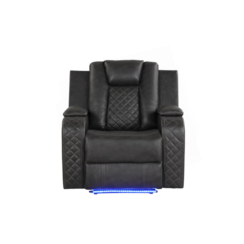 Fauteuil inclinable électrique à DEL en similicuir, Gris