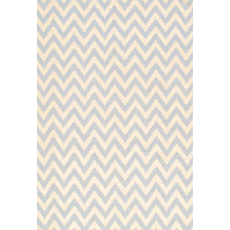 Tapis crème / gris à motif de chevrons en laine / coton fait à la main 6 pi x 9 pi