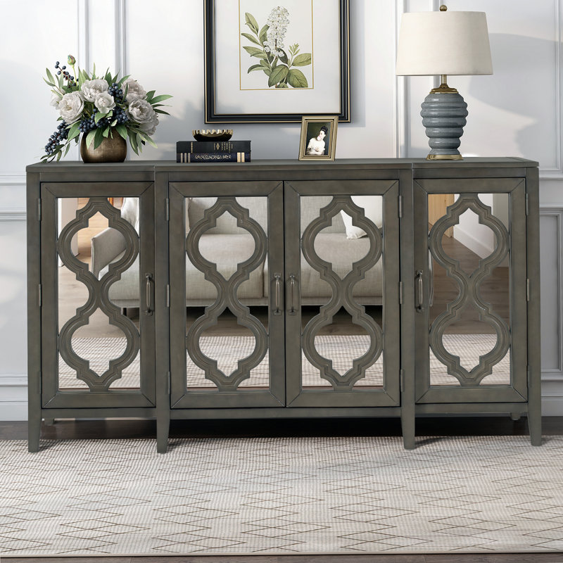 Console avec miroir réglable 59,8 po Quynhanh, gris