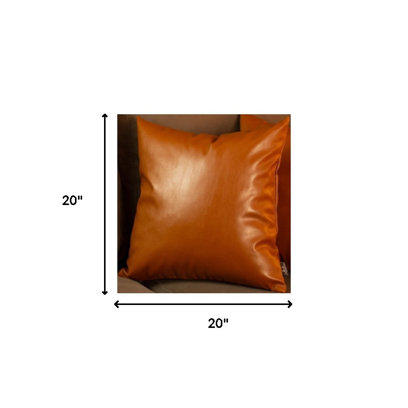 Faux Leather Pillow Covers, 17" x 17", Brown
