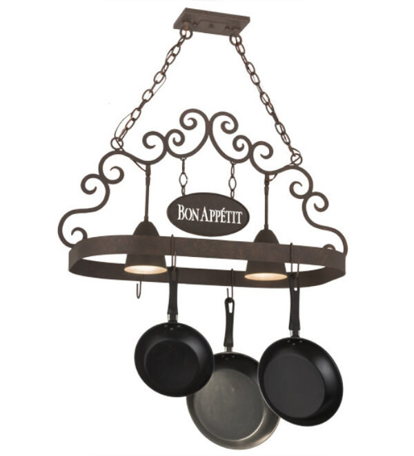 Bon Appetit Handcrafted Hanging Pot Rack, French Bronze