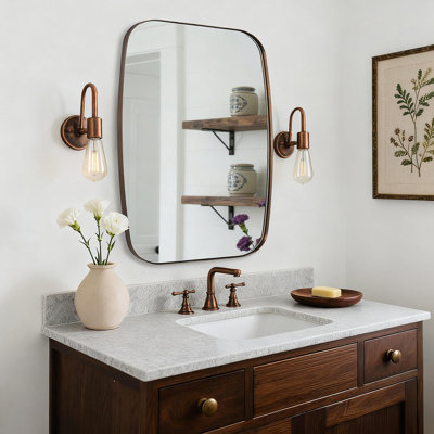 Modern Oblong Oval Bathroom Vanity Mirror | Stainless Steel Frame