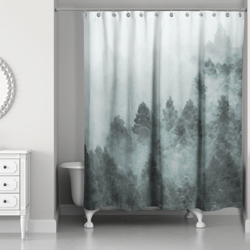 Rideau de douche simple Kimoralee, Bleu