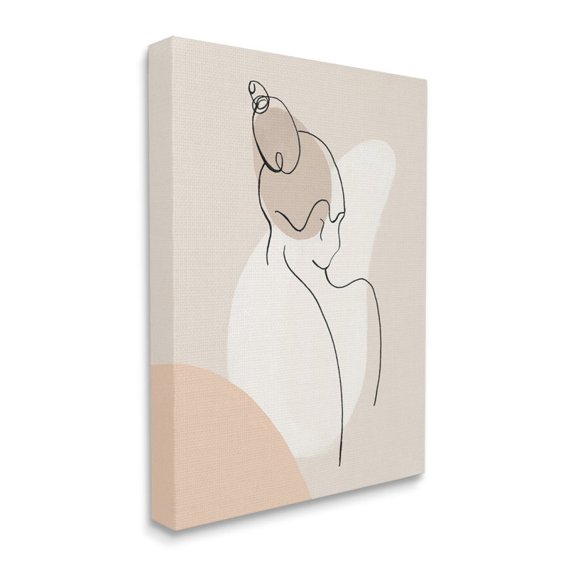 Femme abstraite, dessin au-dessus de formes abstraites par Patricia Pinto - impression, H 40 po x l 30 po, Toile tendue