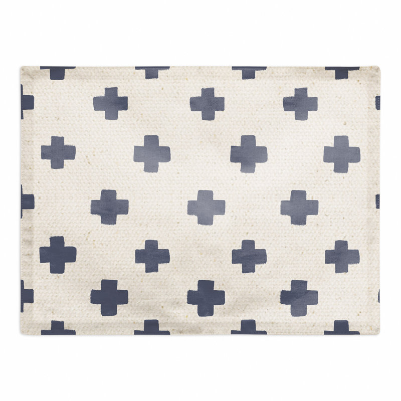 Napperon à motif de croix suisse., Bleu