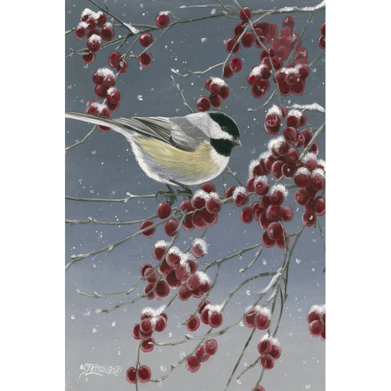 Winter Chickadees I - Wrapped Canvas Print, 46cm H x 30cm W x 3.8cm D