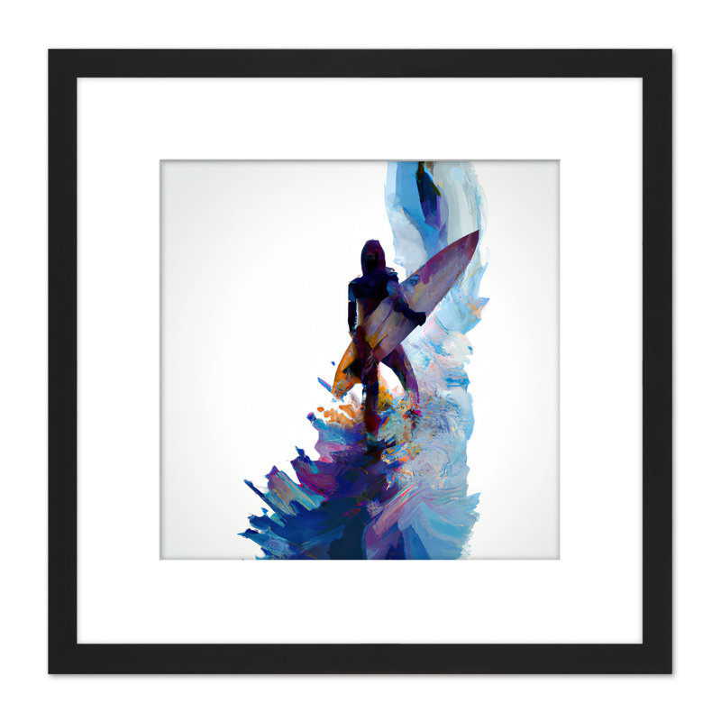 Surfer Surfing Surf Simple Watercolour - Single Picture Frame Painting