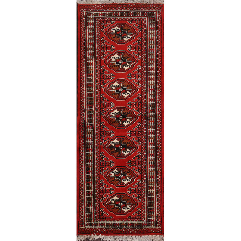 Tapis de zone en laine de couloir 2 pi x 6 po one-of-kind main-noué la new age bokhara