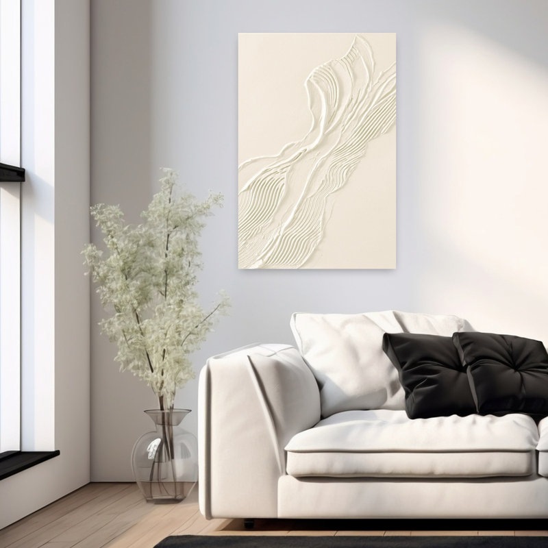 Art abstrait minimaliste beige, H 36 po x l 24 po