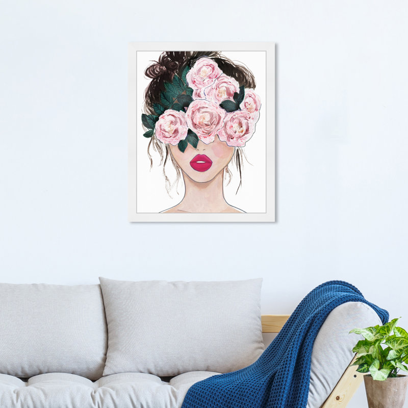 Flower Blind - Shadowbox, peinture sur papier, H 22 po x l 18 po, Cadre blanc