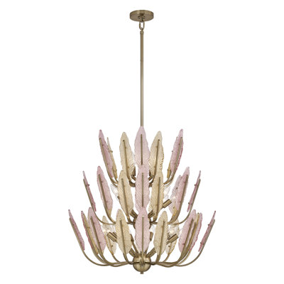 Lustre champagne doré brossé 29,5 po 22 lumières (40 watts) Autumna