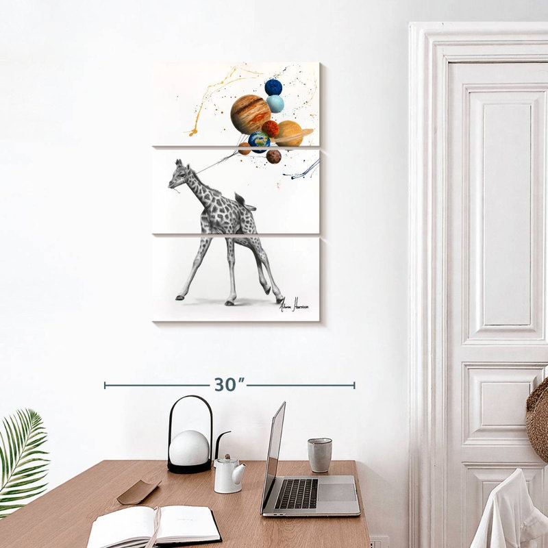 Brampt, girafe, univers, H 32 po x l 20 po