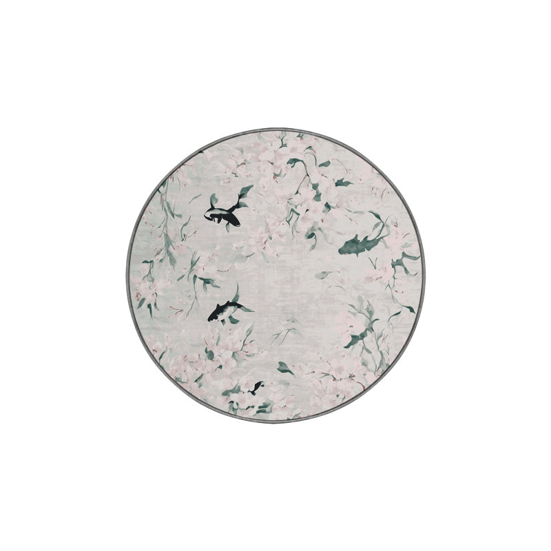 Tapis gris soyeux et moelleux, Rond 3 pi