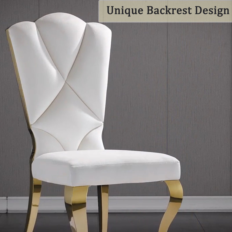 Chaise d'appoint Kemonta, Or, Blanc