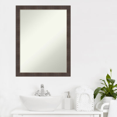 Whiskey Brown Rustic Wood 26.25 x 20.25 in. Bathroom Vanity Non-Beveled Wall Mirror