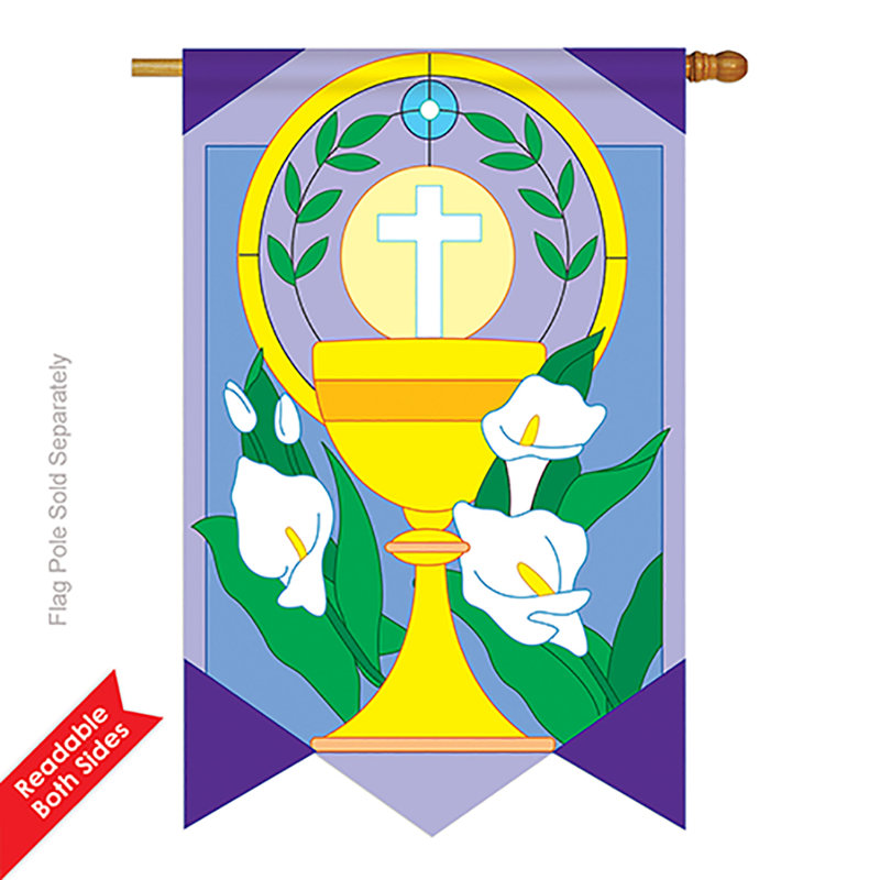 Tasse de pâques et polyester décoratif à 2 côtés 40 x 28 po drapeau maison