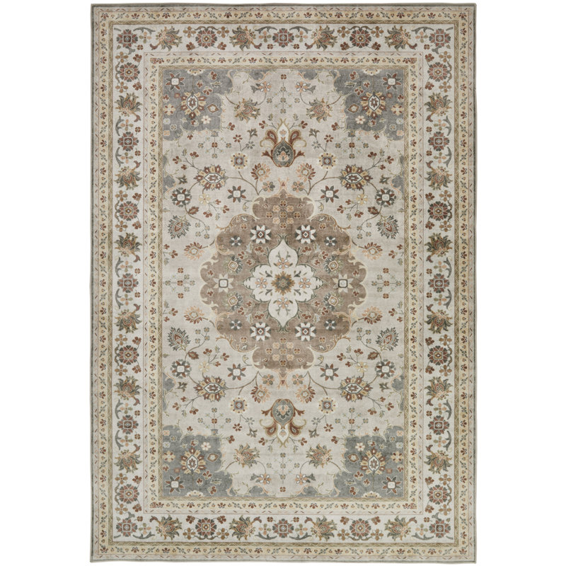 Traditional Mocha Washable/Stain Guarded Area Rug , Rectangle 200 x 300 cm