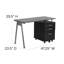 Glass Computer Desk with Three Drawer Pedestal