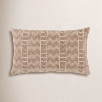 Zora Embroidered Cotton Lumbar Throw Pillow
