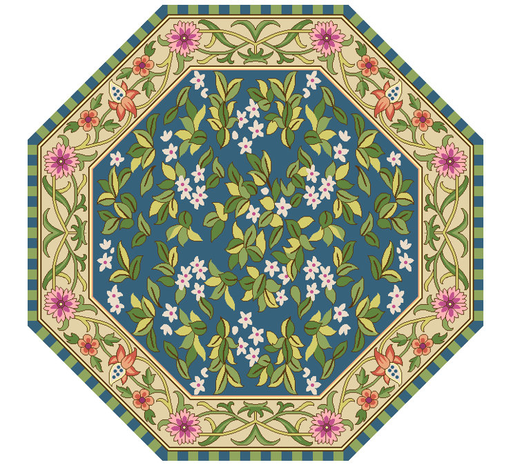Tapestry Floral Rug, Octagon 6'