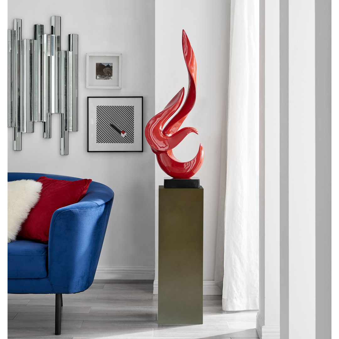 Aj Flame Resin Handmade Floor Sculpture with Base Wrought Studio™ 