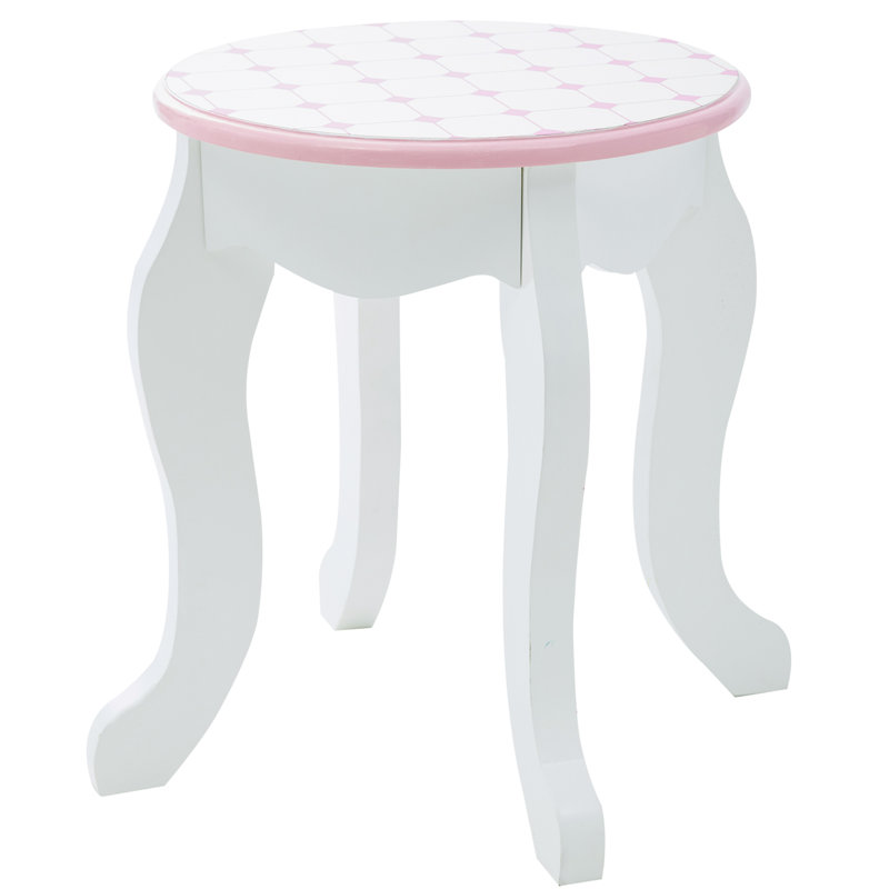 Teamson Kids Dreamland Castle Kids Vanity Table & Stool, White & Pink