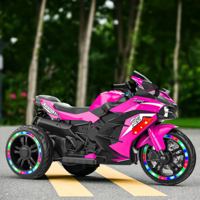 Moto 12V pour enfants, moto électrique pour enfants, moto à piles pour 3 à 6 ans, rose