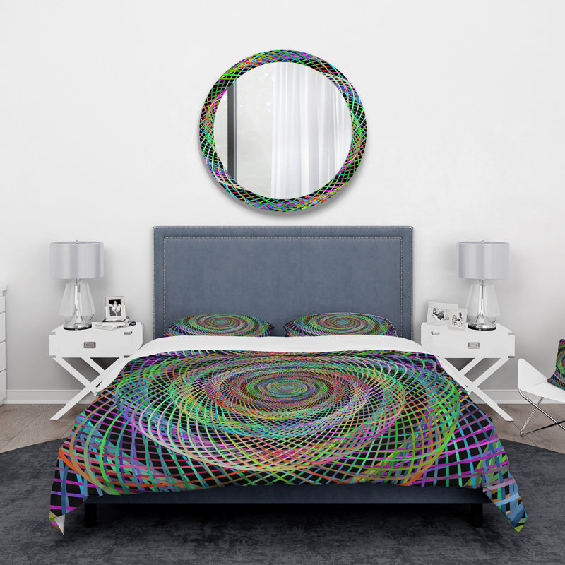 Iridescent Infinity Spiral - Ensemble de housse de couette moderne - Microfibre de polyester