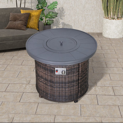 Table de foyer d'extérieur au propane en aluminium avec couvercle H 25 po x l 32 po Chamari