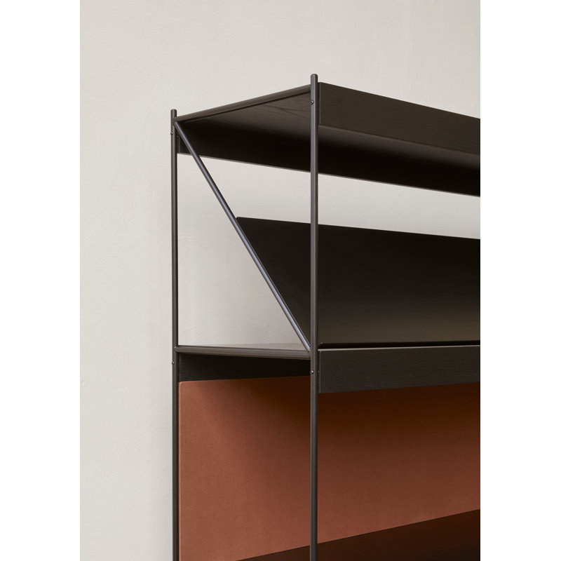 Zet Bookcase, (4 Shelves) 62.2" H x 60.2" W x 15.7" D, Black Oak