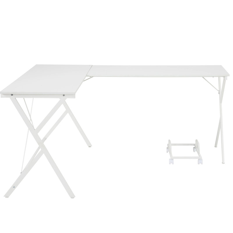 Bureau en L blanc Space avec structure en métal pour les zones d'étude, White