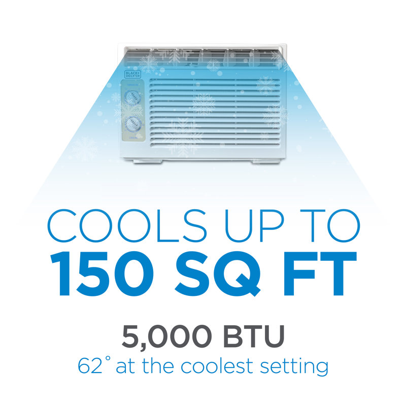 BLACK+DECKER 5000 BTU White Window Air Conditioner with Remote