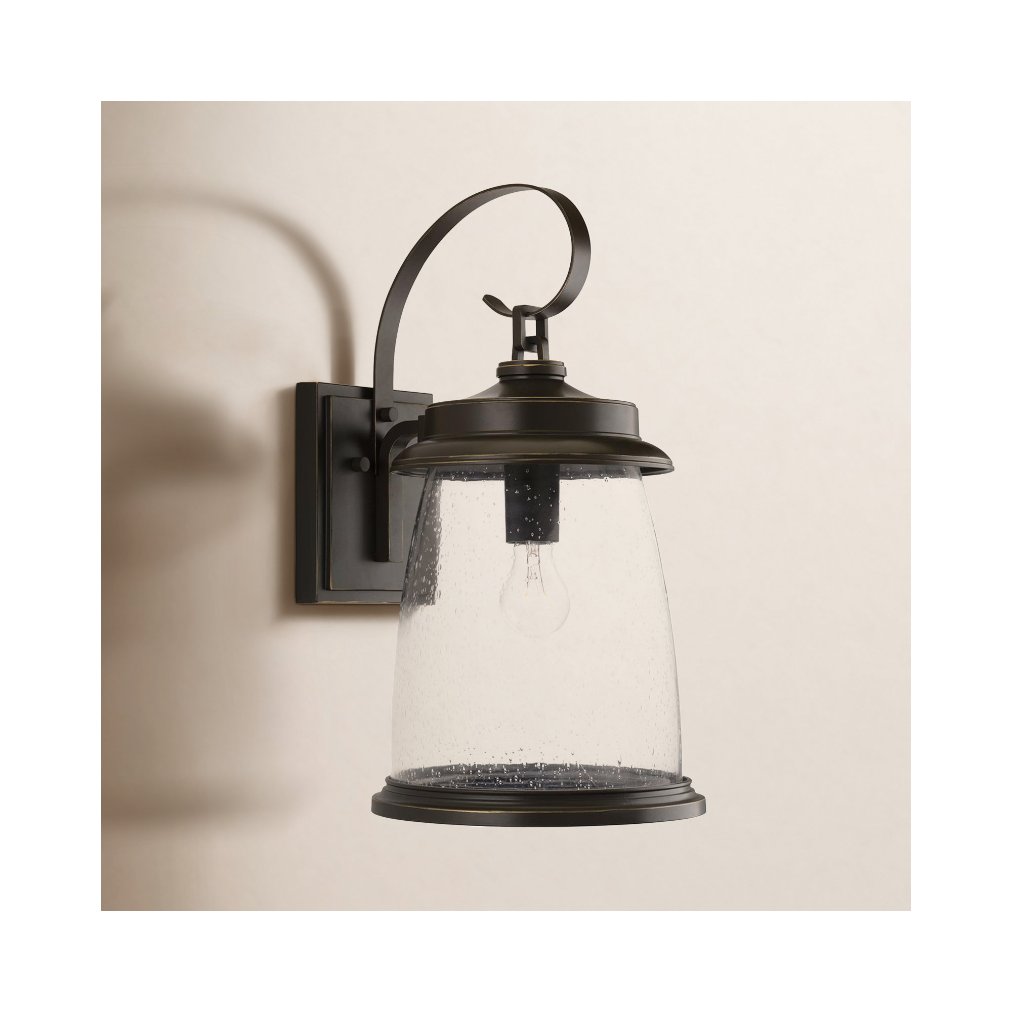 Single Light Bell Outdoor Wall Light, 14.25" H x 7" W x 9" D, Antique Bronze