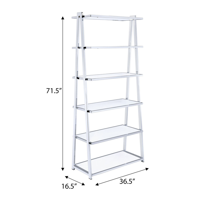 Bibliothèque blanche et chrome avec 6 tablettes