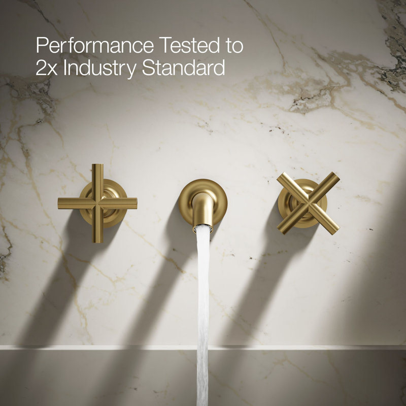 Purist® Wall-Mounted Bathroom Faucet, Cross Handle, Vibrant Brushed Moderne Brass