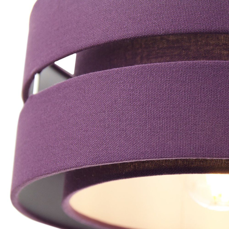 Contemporary Quality Linen Fabric Triple Tier Ceiling Pendant Light Shade, 13cm H x 26cm W x 26cm D, Purple