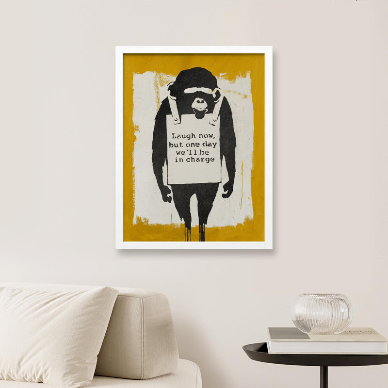 «Banksy Smile Girl Graffiti» sur papier, Blanc, H 10 po x l 8 po