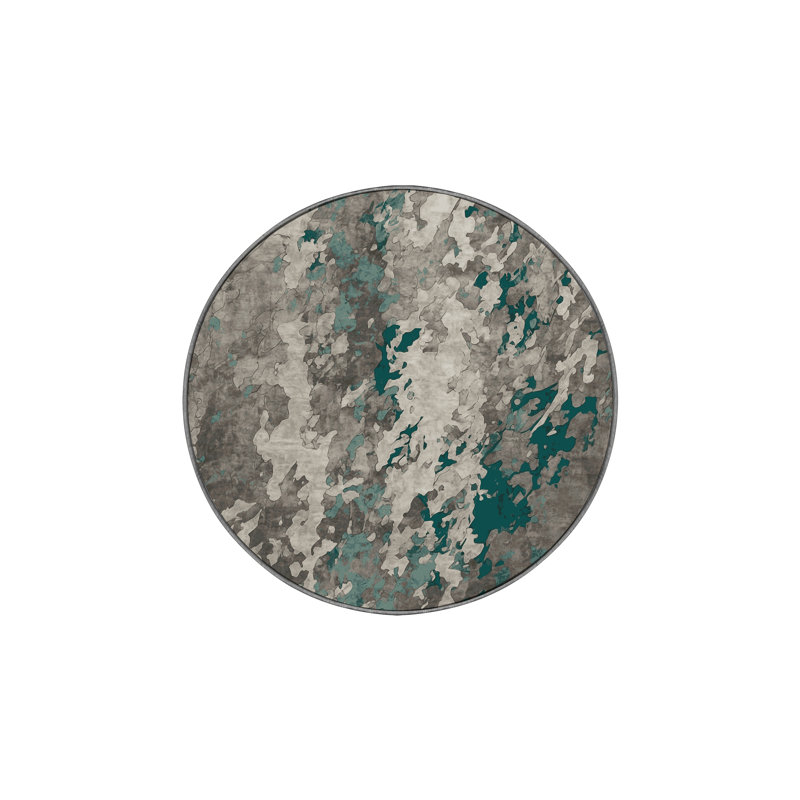 Tapis gris soyeux et moelleux, Rond 8 pi