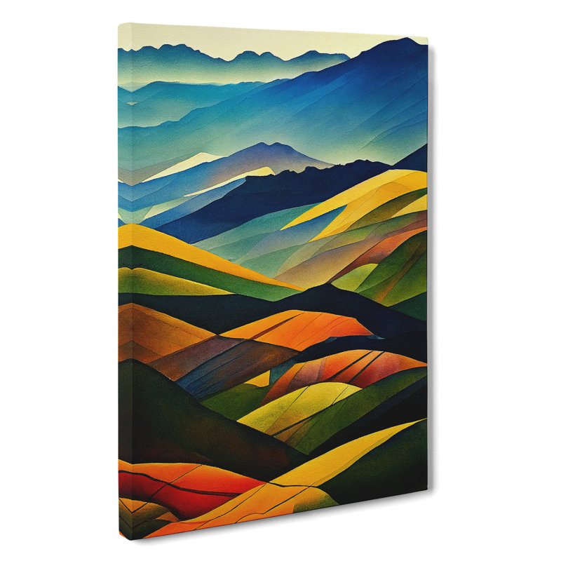 Watercolour Meadow Landscape No.5 - Wall Art, Wrapped Canvas, 50cm H x 35cm W, No Matte