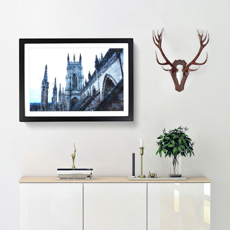 York Minster - Picture Frame Painting Print, 36cm H x 48cm W x 2cm D, Black Framed