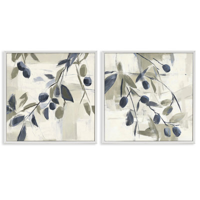 Mediterranean Green Olives 2pc Framed Giclee Set, design by Mona Grace