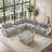 104" Chenille Tufted Upholstered Sectional with a Movable Ottoman and 2 Multifunctional Consoles-1728405709