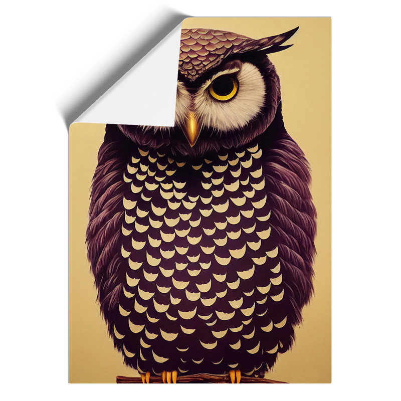 Perched Owl - Wall Art, Paper, 42cm H x 29.7cm W, No Matte