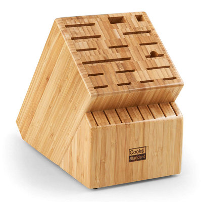 Cooks Standard Classic Bamboo Cutlery Block Holder without Knives, X-Large Universal Countertop Butcher Block Kitchen Knife Stand for Easy Kitchen Storage, Made of Natural Bamboo, 25 Slot