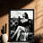 Black Framed Vintage A beautiful and sexy woman is smoking a cigar Wall Art Retro Style Framed Prints-60096713