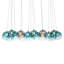 Lustre pour îlot de cuisine 16 lumières en verre à dégradé linéaire | Luminaire suspendu moderne 38 po avec auvent doré | Hauteur réglable de 29,5 po à 86,6 po pour la salle à manger - Homologué UL-1370542768