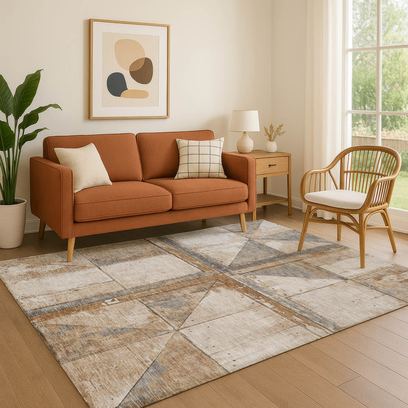 Premium Machine Washable Crestover AMF1876 Geometric Rug, Rectangle 10' x 14'