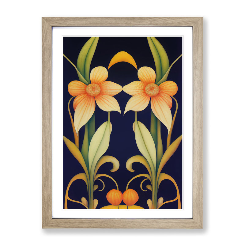 Majestic Flowers - Framed Print, 64cm H x 46cm W x 2cm D, Oak