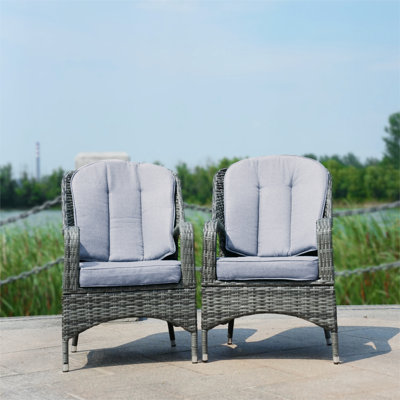 Chaise d'extérieur en osier avec coussins 2 pièces Nefes