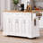 54" Kitchen Island with Rubber Wood Drop Leaf, Embossed Texture Panel, 4 Doors, 3 Drawers, Spice & Towel Racks, Lockable Wheels-315811884